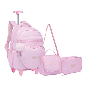 Kit-Mochila-Carrinho---Lancheira---Estojo-Rosa-Kids-Coracao-|-Yepp-Tamanho--UN---Cor--ROSA-0